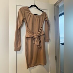 PrettyLittleThing Blush/Tan Long Sleeve Dress - NWT